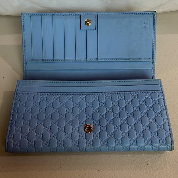 GUCCI MICROGUCCISSIMA CONTINENTAL WALLET MINERAL BLUE GOLD HARDWARE 13 CC SLOTS - Picture 2 of 11